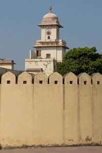 Low angle view of historic building against clear sky