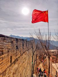 Group of people walking on mountain