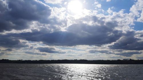 Scenic view of sea against dramatic sky