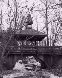 Low angle view of footbridge