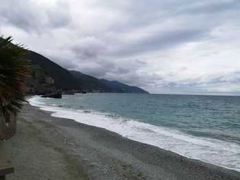 Scenic view of beach against sky