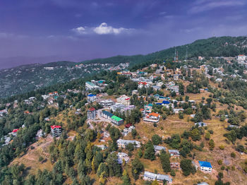 High angle view of townscape against sky