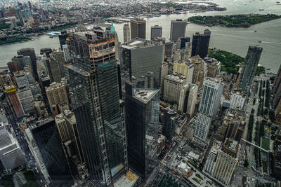 High angle view of city buildings