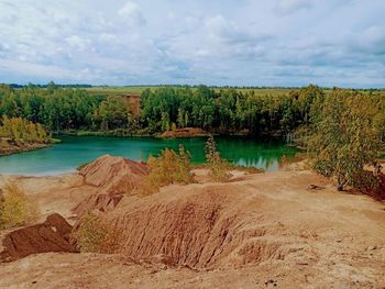 Scenic view of lake against sky