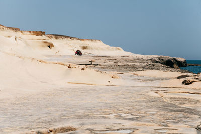 Scenic view of beach against clear sky