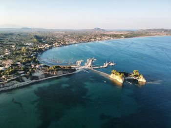 High angle view of buildings in city