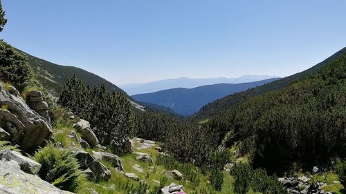 Scenic view of mountains against clear sky