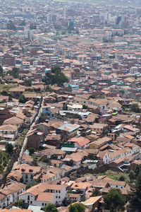 High angle view of buildings in city