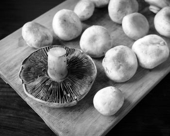 High angle view of fruits on table