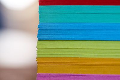 Close-up of stacked colorful adhesive notes