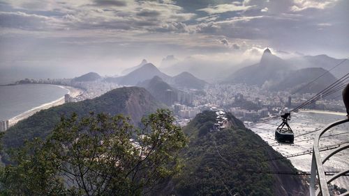 Scenic view of mountains against cloudy sky