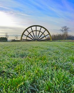 View of grassy field against sky