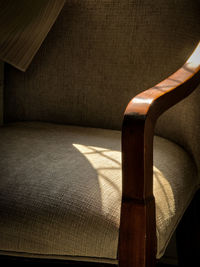 High angle view of empty sofa at home