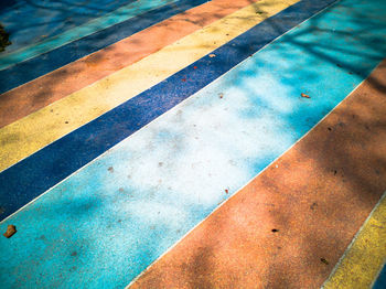 High angle view of zebra crossing on swimming pool