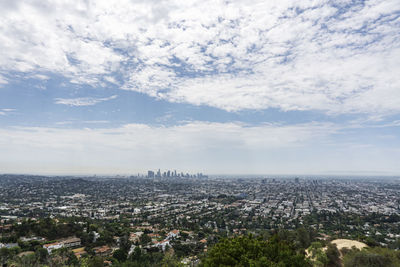 Aerial view of los angeles in california seen from observatory