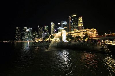 Illuminated city at night