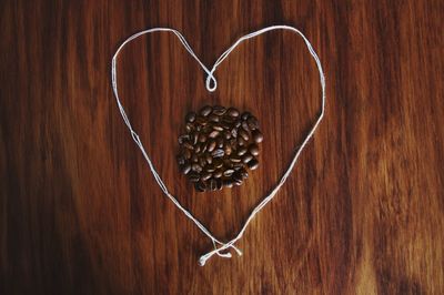 High angle view of heart shape on table