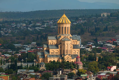 Aerial view of the holy trinity cathedral of tbilisi, also known as sameba, tbilisi, georgia