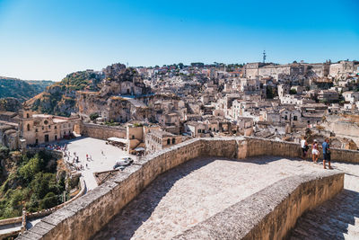 Aerial view of old town against clear sky