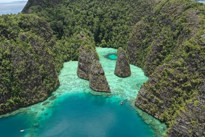 High angle view of people on beach