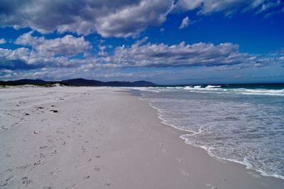 Scenic view of beach against sky