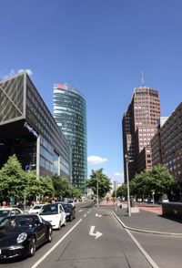 City street against blue sky