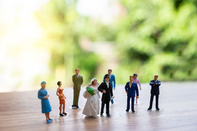 Close-up of figurines on table