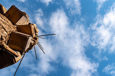 Low angle view of old building against sky