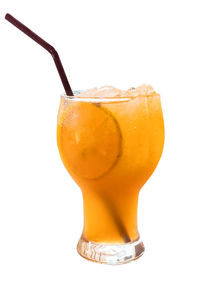 Close-up of drink against white background