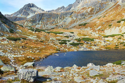 Scenic view of lake and mountains