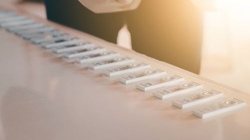 High angle view of computer keyboard on table