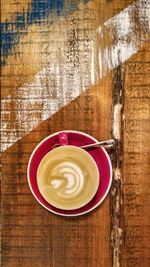 Directly above shot of cappuccino on table