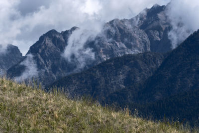 Scenic view of mountains against sky