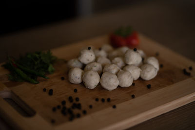 Close-up of chopped fruits on cutting board