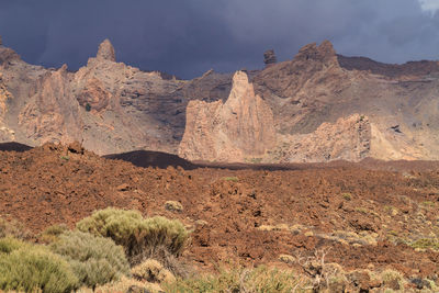 Scenic view of rocky mountains against sky