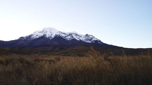 Scenic view of mountains against clear sky