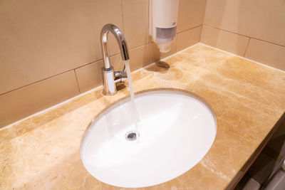 Close-up of sink in bathroom