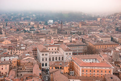 High angle view of buildings in city