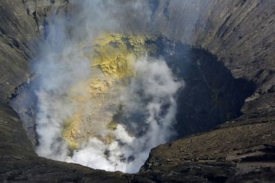 High angle view of volcanic mountain