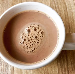 High angle view of coffee on table