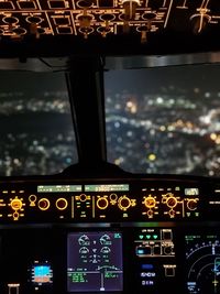 View of airplane at night