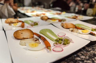 Close-up of food in plate on table