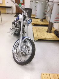 High angle view of bicycle on table