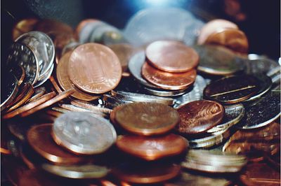 Close-up view of coins