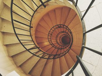 High angle view of spiral staircase