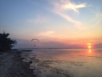 Scenic view of sea at sunset