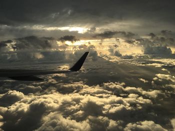 Aerial view of clouds at sunset