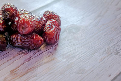 High angle view of fruits on table