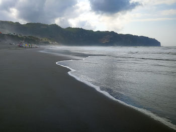 Scenic view of beach against sky