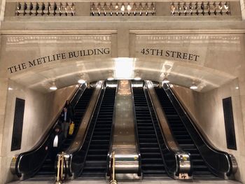 High angle view of escalator at subway station